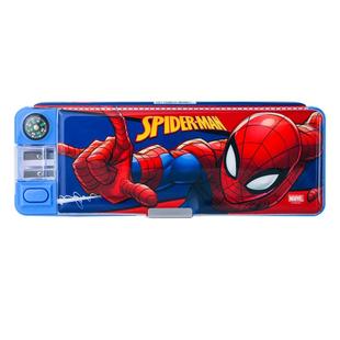 迪士尼文具盒男款塑料自动铅笔盒幼儿园儿童蜘蛛侠笔袋双层多功能男童小学生一年级男孩款高科技带削笔刀笔盒