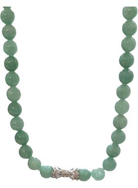 大米饰品】新中式显白玉髓串珠项链中国风银色螺丝扣锁骨链轻奢