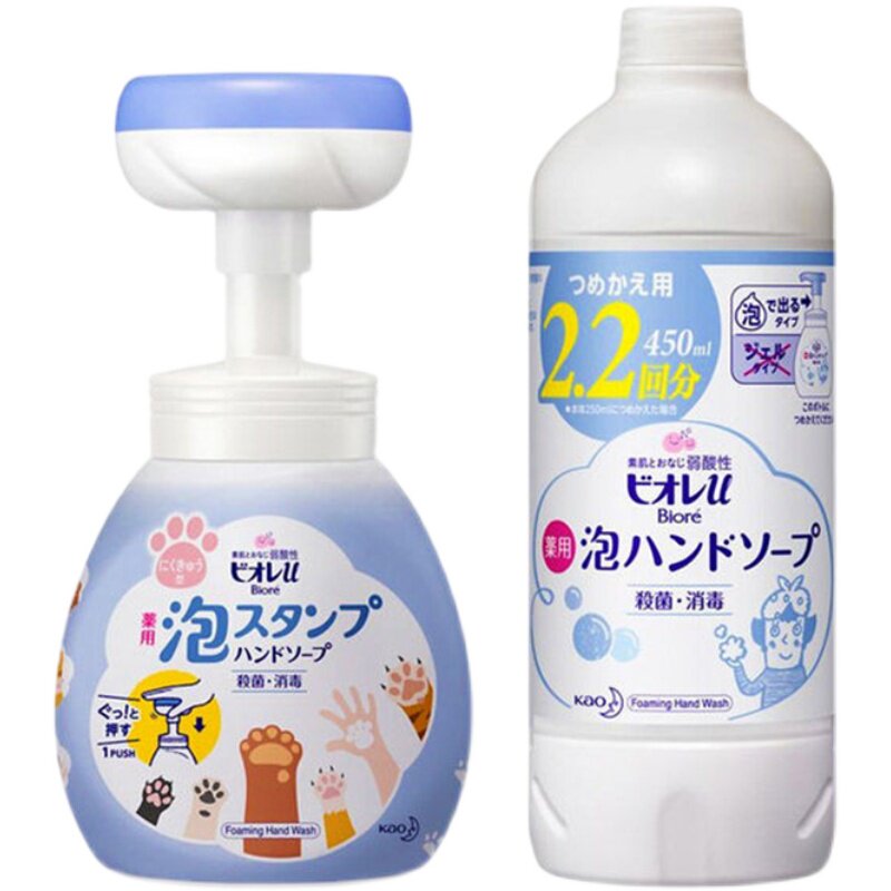 日本花王花朵猫爪装宝宝儿童洗手液皂液家用泡沫补充装替换装袋装