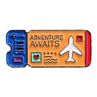 可爱日系飞机票胸针男女情侣胸章登机牌别针衣服扣针胸花包包配饰