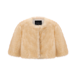 NanaJacqueline复古短款环保皮草女气质千金贵气感短外套新年战袍