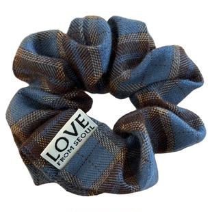 韩国进口LOVE家秋冬新品温暖配色格纹美拉德棕红色碎花发圈小肠圈