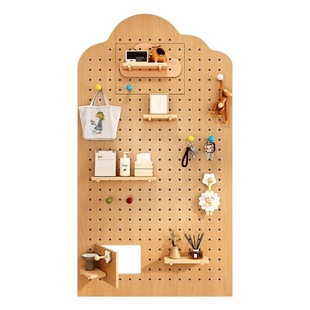 北美樱桃木红橡木白蜡木黑胡桃木进口实木洞洞板置物架定制挂衣架