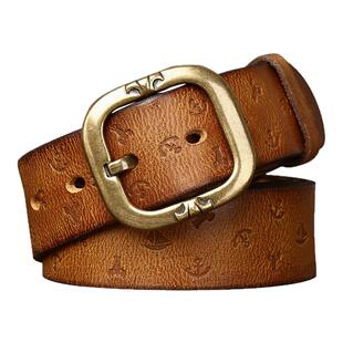 原创植鞣头层牛皮手工皮带男真皮纯铜针扣腰带纯工装牛仔裤带男潮
