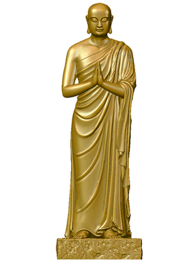 金色二祖阿难陀尊者佛像黄铜摆件