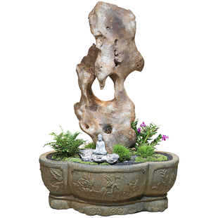 户外庭院太湖石假山造景花盆小花园布置仿石景观玄关装饰落地摆件