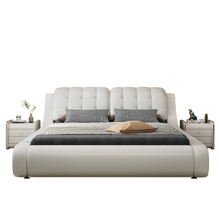 简约现代皮床1.8米大床主卧家用双人床榻榻米意式软床1.5单人床