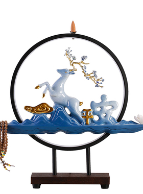 招财鹿摆件陶瓷家居客厅装饰品