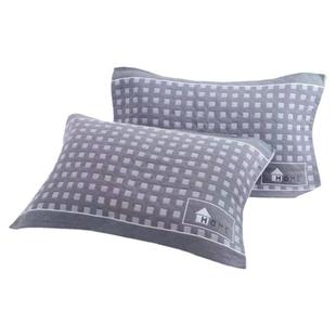 枕巾大号全纱棉纱布枕头巾成人家用男生耐脏学生格子卡通加厚情侣