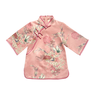 女童旗袍秋季改良洋气中小童中国风文艺连衣裙宝宝唐装儿童礼服