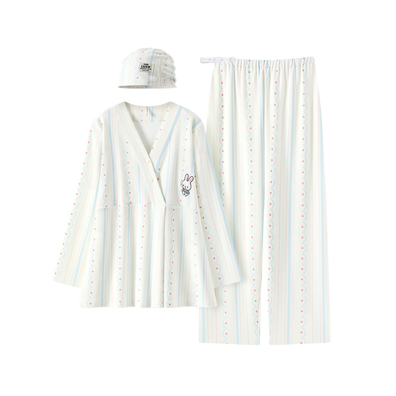 【带帽子】小兔子月子服春夏季纯棉吸汗孕妇产妇哺乳产后喂奶睡衣