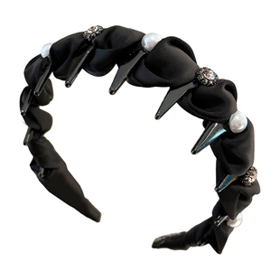 水钻珍珠齿梳发箍女2026新款日常外戴高颅顶压发发窟头箍头饰发卡