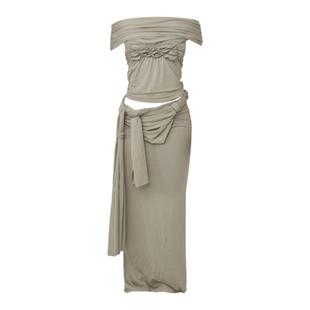 TROPICEYE 24原创希腊女神弹力针织套装包臀显瘦分体沙丘两件套