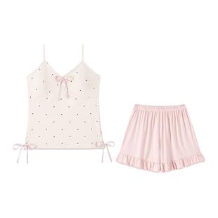 莫代尔睡衣女冰丝带胸垫女士家居服性感吊带短裤2026新款纯欲风夏