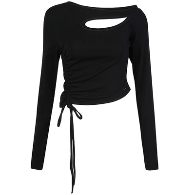 GUUKAHERO辣妹风镂空抽绳长袖T恤