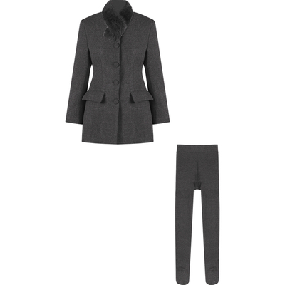 老钱风韩系中长款收腰毛呢外套女秋冬季黑色高级感显瘦呢子大衣