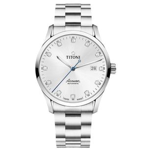 Titoni梅花手表瑞表空中霸王系列白盘日历钢带机械男表情侣对表