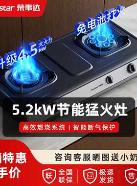 荣事达燃气灶台式双灶家用厨房煤气灶天然气液化气节能猛火定时灶