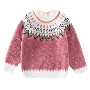 女童毛衣中大童水貂绒加绒加厚打底衫女孩秋冬套头洋气儿童针织衫