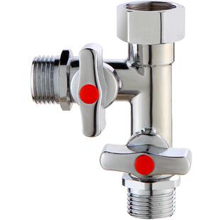 全铜三通分水器带开关球阀门活接水龙头角阀一进二出水管4分流器