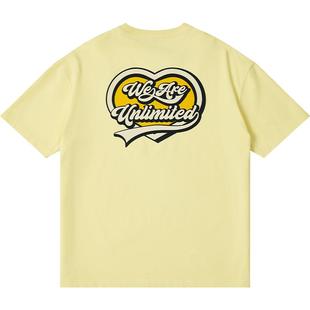 ecko红犀牛 黄色凉感全棉情侣短袖t恤男女2025新款青少年印花上衣