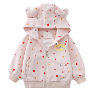 女童外套春秋季2026新款儿童春装女宝宝连帽卫衣小女孩夹克衫上衣