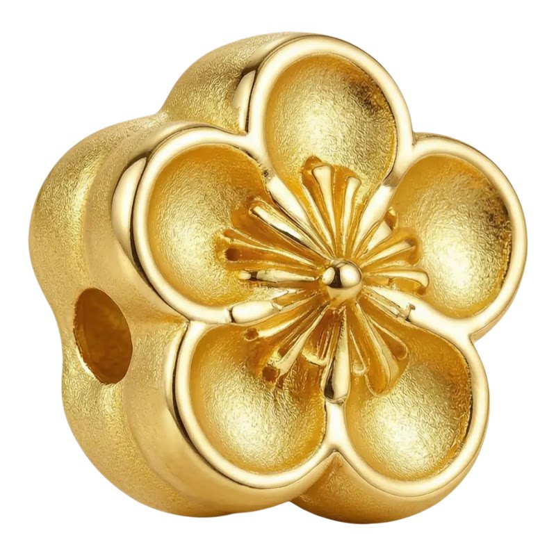足金999樱花转运珠手串配件