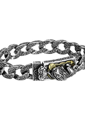 古晶男女纯银国风金钱貔貅手链