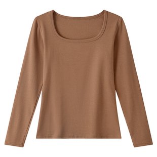 宜而爽棉打底衫女秋冬季内搭长袖上衣加绒加厚修身显瘦保暖内衣