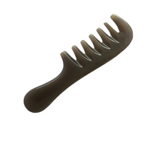 白水牛角七齿按摩梳子,厚实圆润宽齿卷发专用梳子