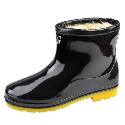 加绒男士防滑时尚保暖短筒棉雨鞋