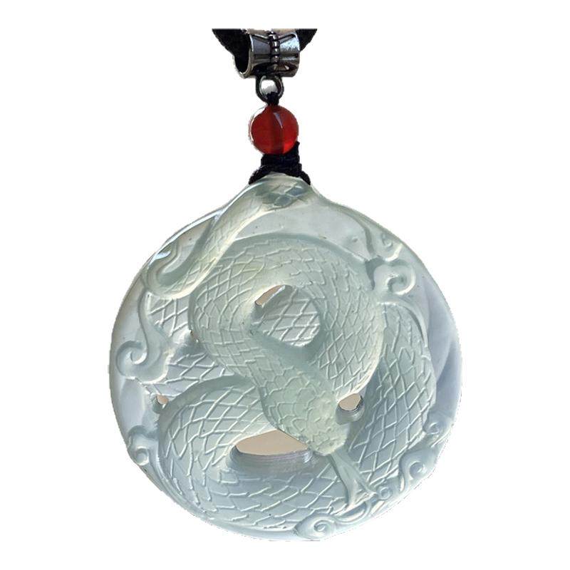 岫玉蛇牌吊坠古风中式仿古玉坠