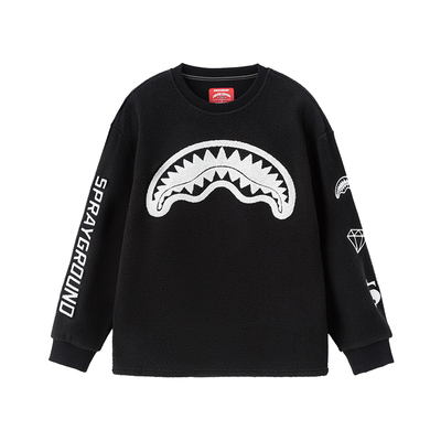 SprayGround鲨鱼嘴25秋冬毛绒卫衣男女美式圆领休闲保暖情侣上衣