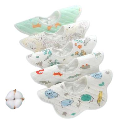 婴儿防水口水巾360度旋转宝宝纯棉纱布围嘴新生儿口水兜四季款