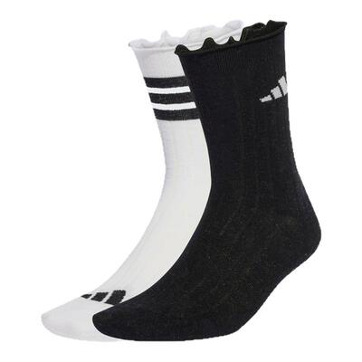 阿迪达斯女两双装中帮运动袜子