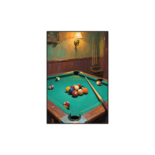 斯诺克台球厅装饰画台球馆台球室台球桌球九球运动餐厅挂画灯箱