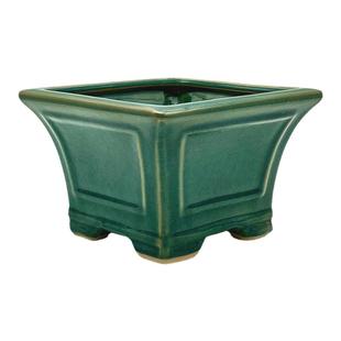 复古仿古石湾冰裂釉面盆景盆四方正方形陶瓷青瓷花盆多肉绿植素盆