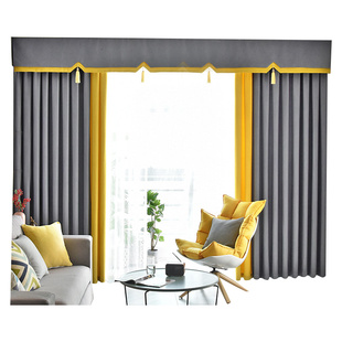 定制遮光窗帘帘头窗幔成品北欧简约亚麻网红款客厅卧室飘窗窗帘布