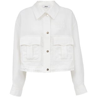 【ONLY奥莱】春季新款廓形工装大口袋翻领长袖宽松纯色短款外套女