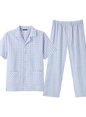 三枪春夏男士格纹家居服可外穿