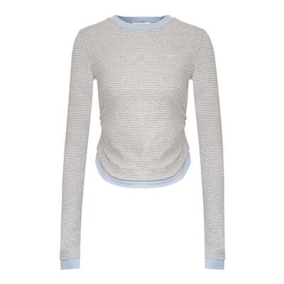 圆领修身正肩假两件长袖