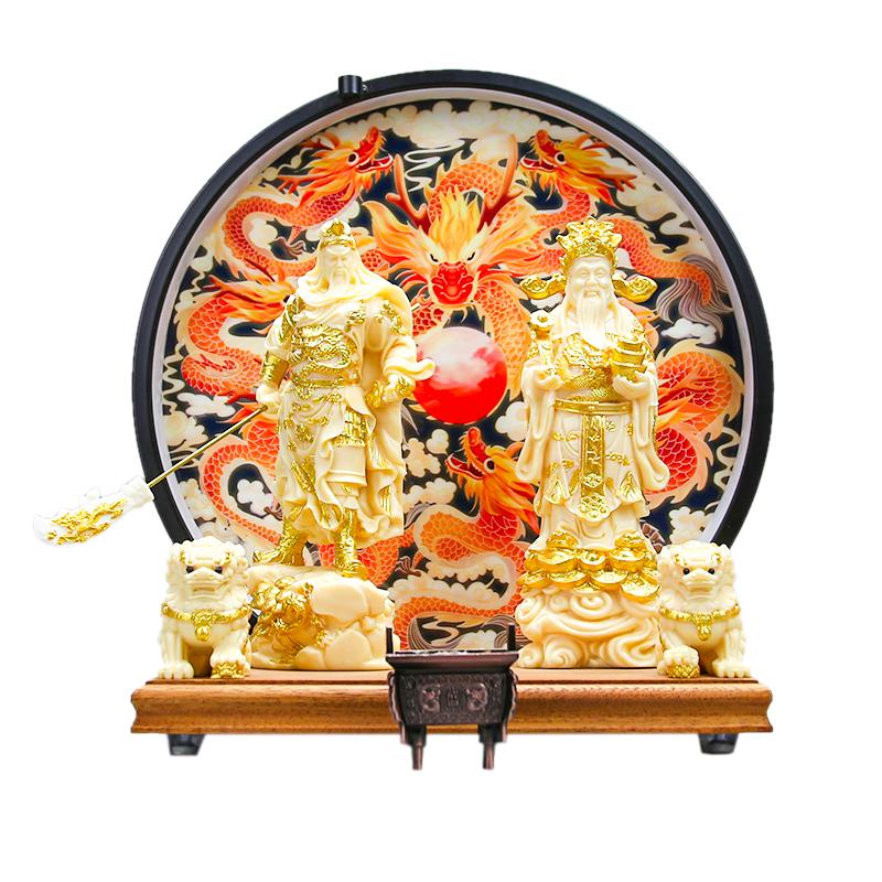 文武财神招财摆件武财神关公文财神比干家用供奉客厅玄关门店摆放