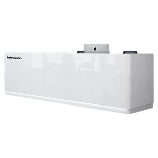 烤漆前台接待台公司前台美容院柜台白色收银台 简约现代弧形吧台