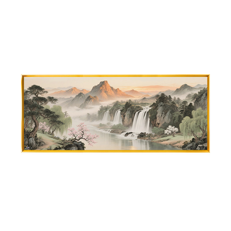 旭日东升山水风景2026新款线绣DIY客厅横板大气满绣精准印花全绣