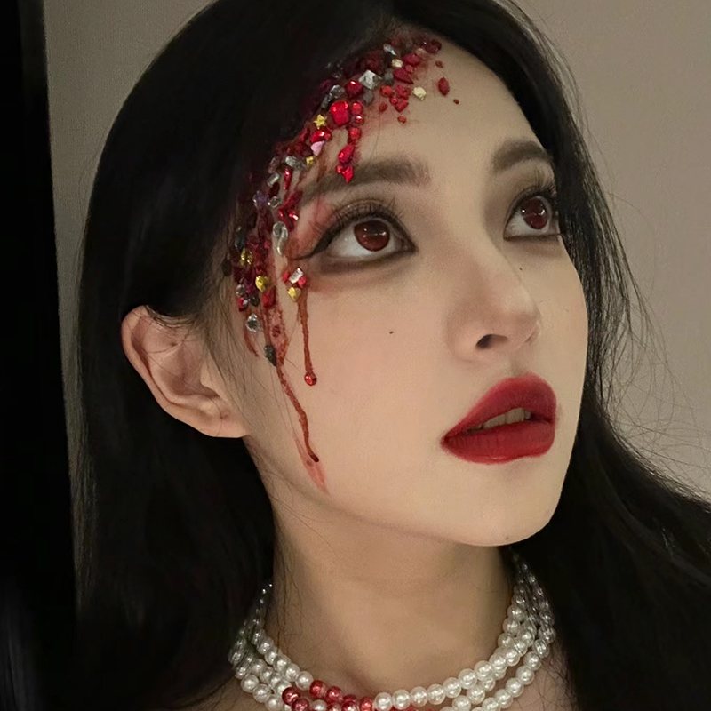 万圣节脸贴血钻装饰品配饰妆容贴纸道具妆造装扮血浆假血纹身贴