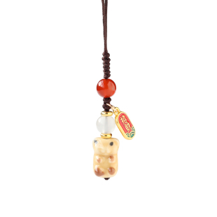 柿柿如意招财纳福陶瓷猫爪挂件包挂车挂手机钥匙扣门窗挂饰小饰品