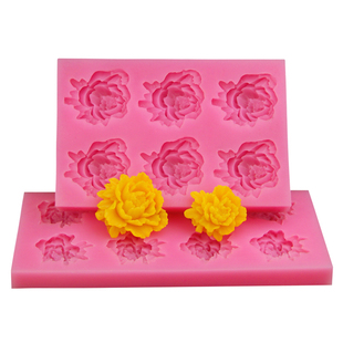 孔明糖艺盘式厨用牡丹花模铂金硅胶盐雕慕斯翻糖巧克力牡丹花模具