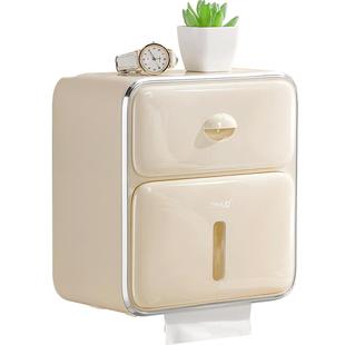 厕所纸巾盒免打孔卫生纸置物架浴室卷纸抽纸盒壁挂式卫生间厕纸盒