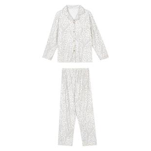 JoyceBra  韩系豹纹德绒睡衣套装女秋冬休闲翻领可外穿长袖家居服