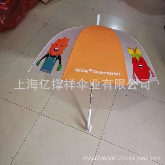 加粗加厚大号透明白直柄道具广告长红绘画雨伞网女伞透明